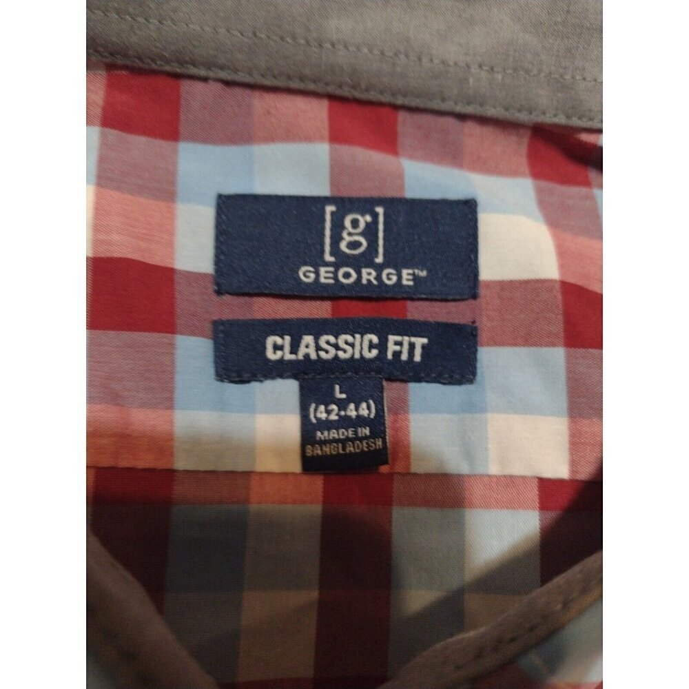 Men's George Classic Fit Wrinkle Resistant Poplin Shirt Multicolor Large (42-44) - Picture 9 of 12